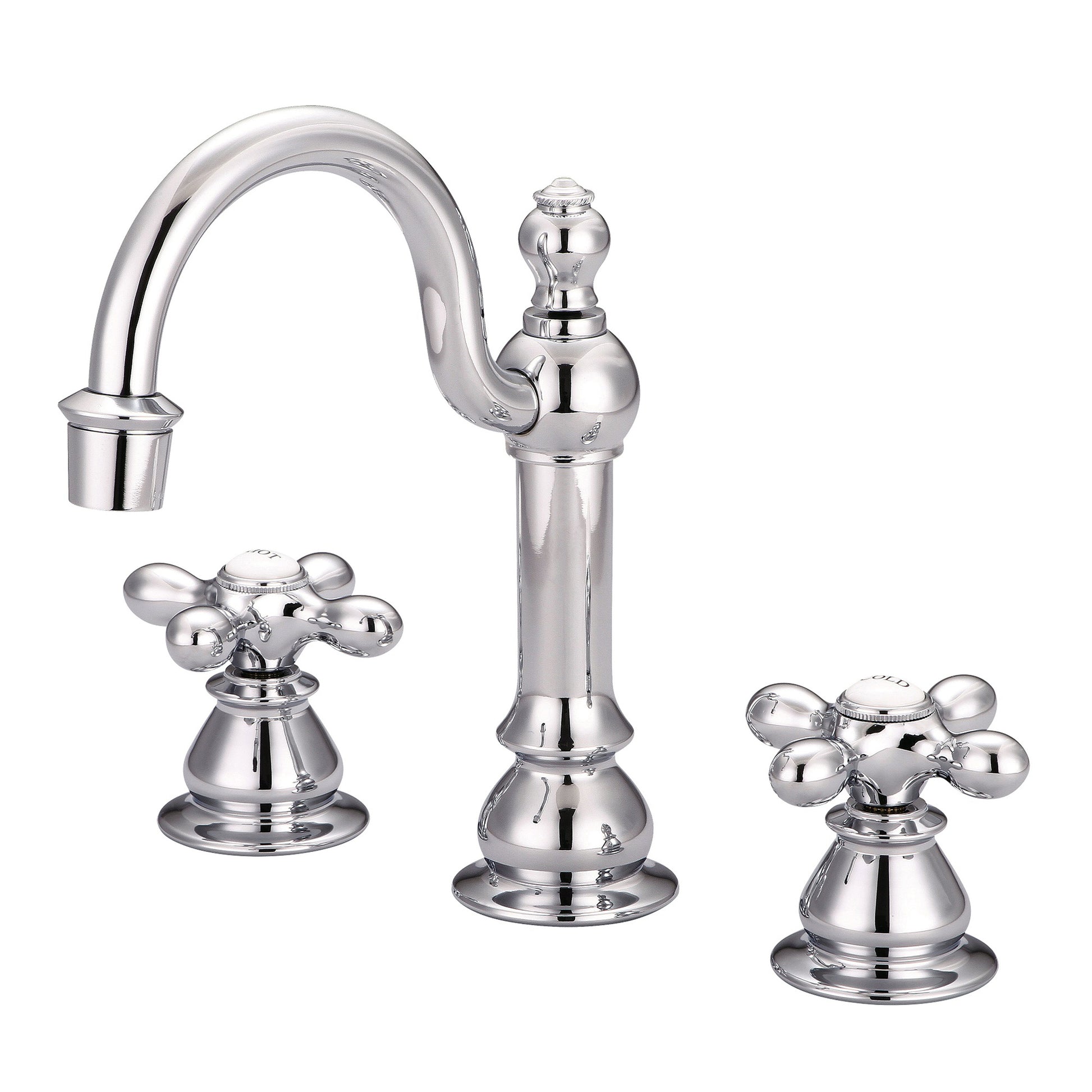 American 20th Century Classic Widespread Bathroom F2-0012 Faucets With Pop-Up Drain in Chrome Finish, With Metal Cross Handles, Hot And Cold Labels Included