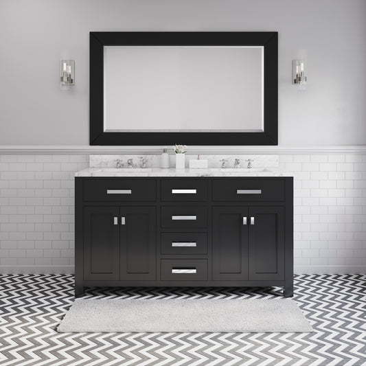 MADISON 60"W x 34"H Espresso Double-Sink Vanity + Mirror