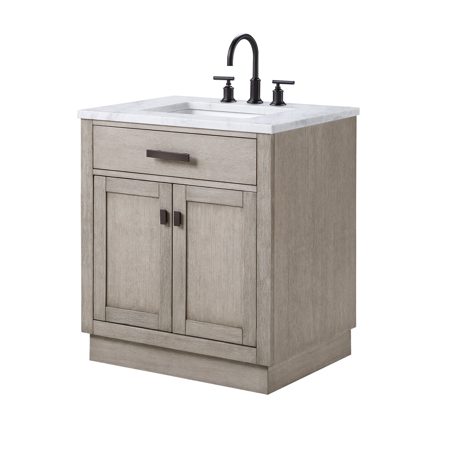 CHESTNUT 30"W x 34.2"H Gray Oak Single-Sink Vanity with Carrara White Marble Countertop