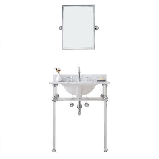 EMPIRE 30"W x 34"H  Single Washstand , P-Trap, Countertop with Sink, F2-0012 Faucet and Mirror included, in Chrome Finish