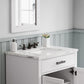 HARTFORD 30"W x 34"H Pure White Single-Sink Vanity with Carrara White Marble Countertop + Classic Faucet and Rectangular Mirror (S)