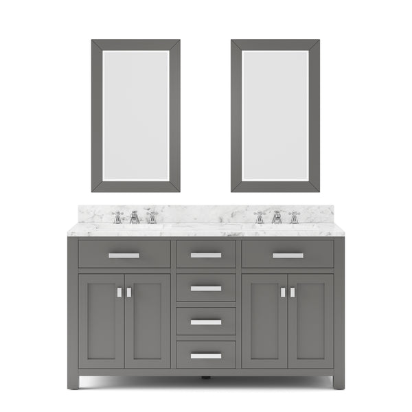 MADISON 60W x 34H Cashmere Gray Double-Sink Vanity + Faucets & Mirrors