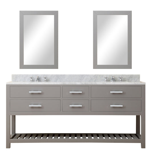 MADALYN 72"W x 34"H Cashmere Gray Double-Sink Vanity + Faucets & Mirrors