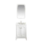 QUEEN 24"W x 34"H Pure White Single-Sink Vanity with Carrara Quartz Countertop + Faucets & Mirror (F2-0012)