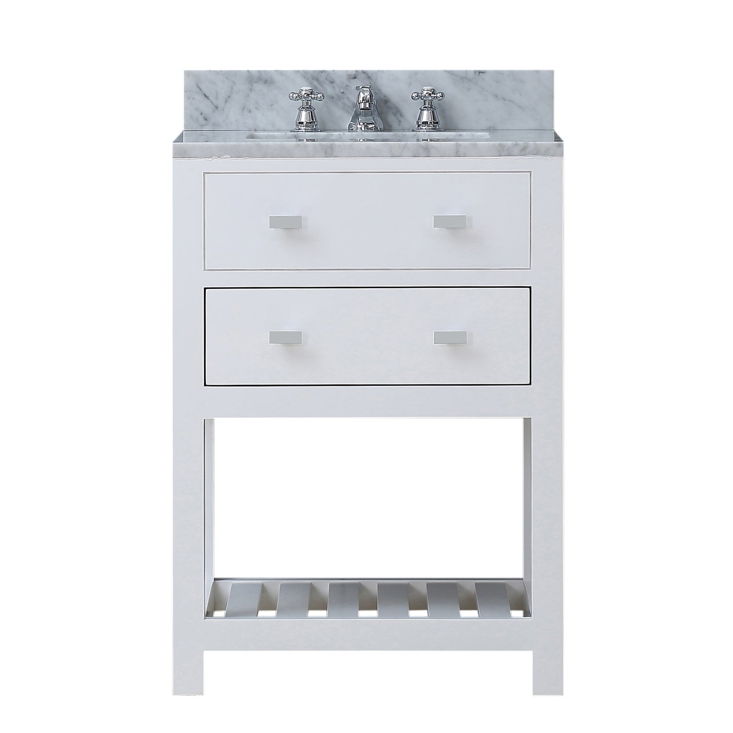 MADALYN 24"W x 34"H Pure White Single-Sink Vanity + Faucets