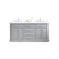 PALACE 72"W x 34"H Cashmere Gray Vanity with Carrara Quartz Countertop + Faucets (F2-0012), Chrome Finish Hardware