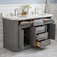 PALACE 60"W x 34"H Cashmere Gray Vanity with Carrara Quartz Countertop + Mirror, Polished Nickel Finish Hardware & Mirror