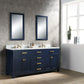 MADISON 72"W x 34"H Monarch Blue Double-Sink Vanity with Carrara White Marble Countertop + Faucets (F2-0013-06-FX)