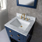 MADALYN 24"W x 34"H Monarch Blue Single-Sink Vanity with Carrara White Marble Countertop + Faucets (F2-0012)