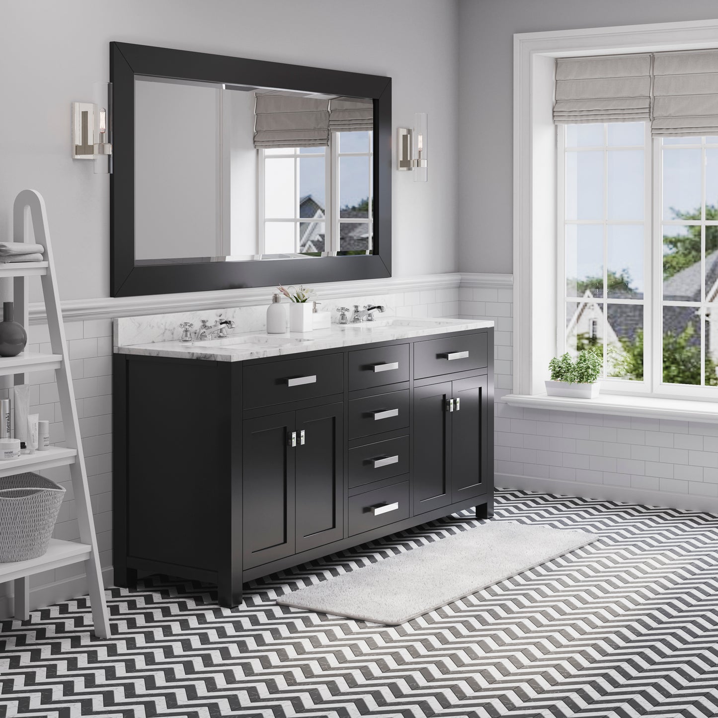 MADISON 72"W x 34"H Espresso Double-Sink Vanity + Mirror