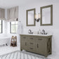 ABERDEEN 60"W x 34"H Grizzle Grey Double-Sink Vanity with Carrara White Marble Countertop + Faucets