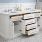 PALACE 72"W x 34"H Pure White Vanity with Carrara Quartz Countertop + Mirror, Chrome Finish Hardware & Mirror