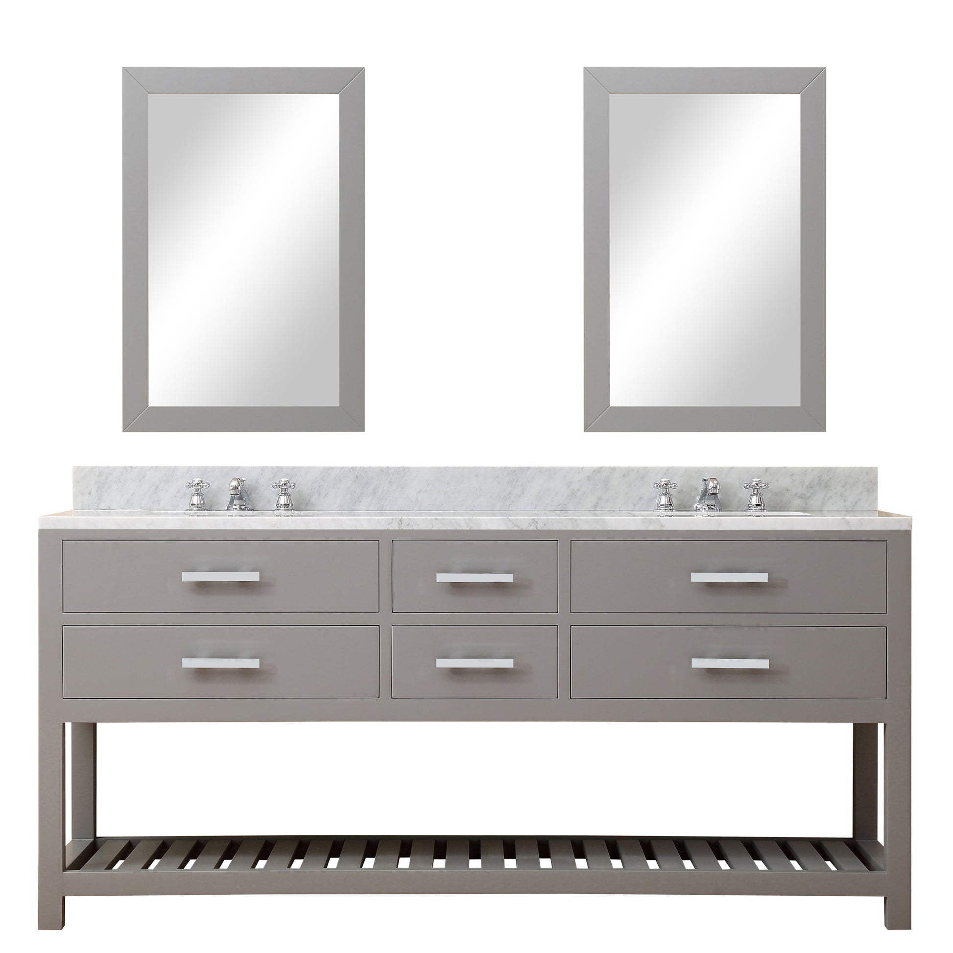 MADALYN 72"W x 34"H Cashmere Gray Double-Sink Vanity + Mirrors