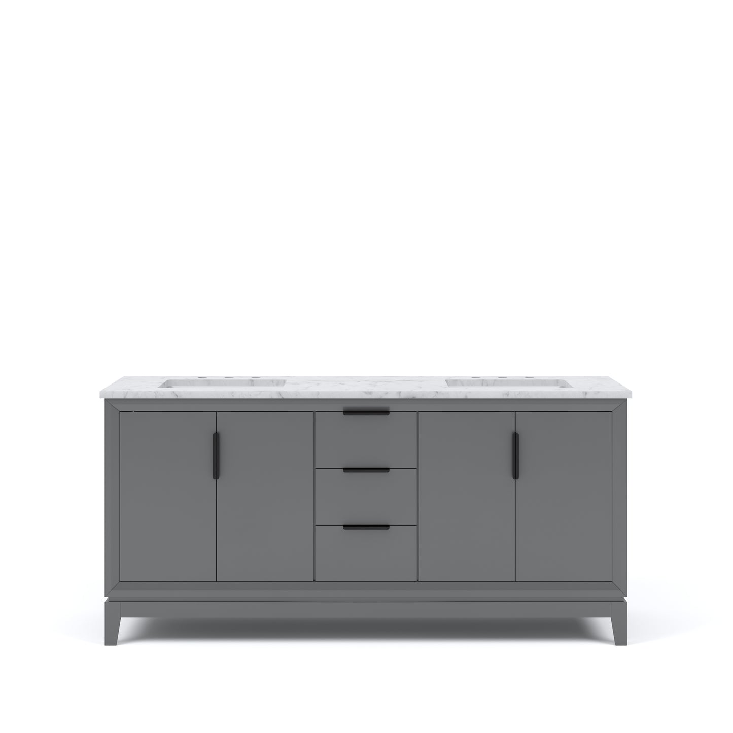 ELIZABETH 72"W x 34.25"H Cashmere Gray Double-Sink Vanity with Carrara White Marble Countertop