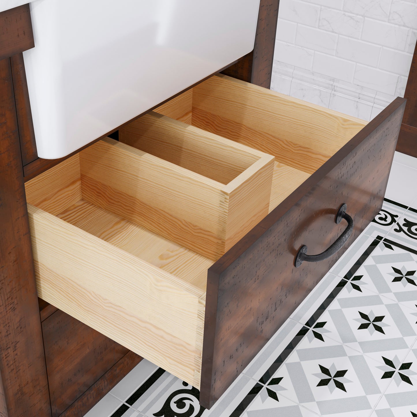 PAISLEY 31"W x 33"H Sierra Rustic Single-Sink Vanity with Carrara White Marble Countertop + Mirror