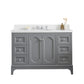 QUEEN 48"W x 34"H Cashmere Gray Single-Sink Vanity with Carrara Quartz Countertop + Faucets (F2-0009-01-BX)