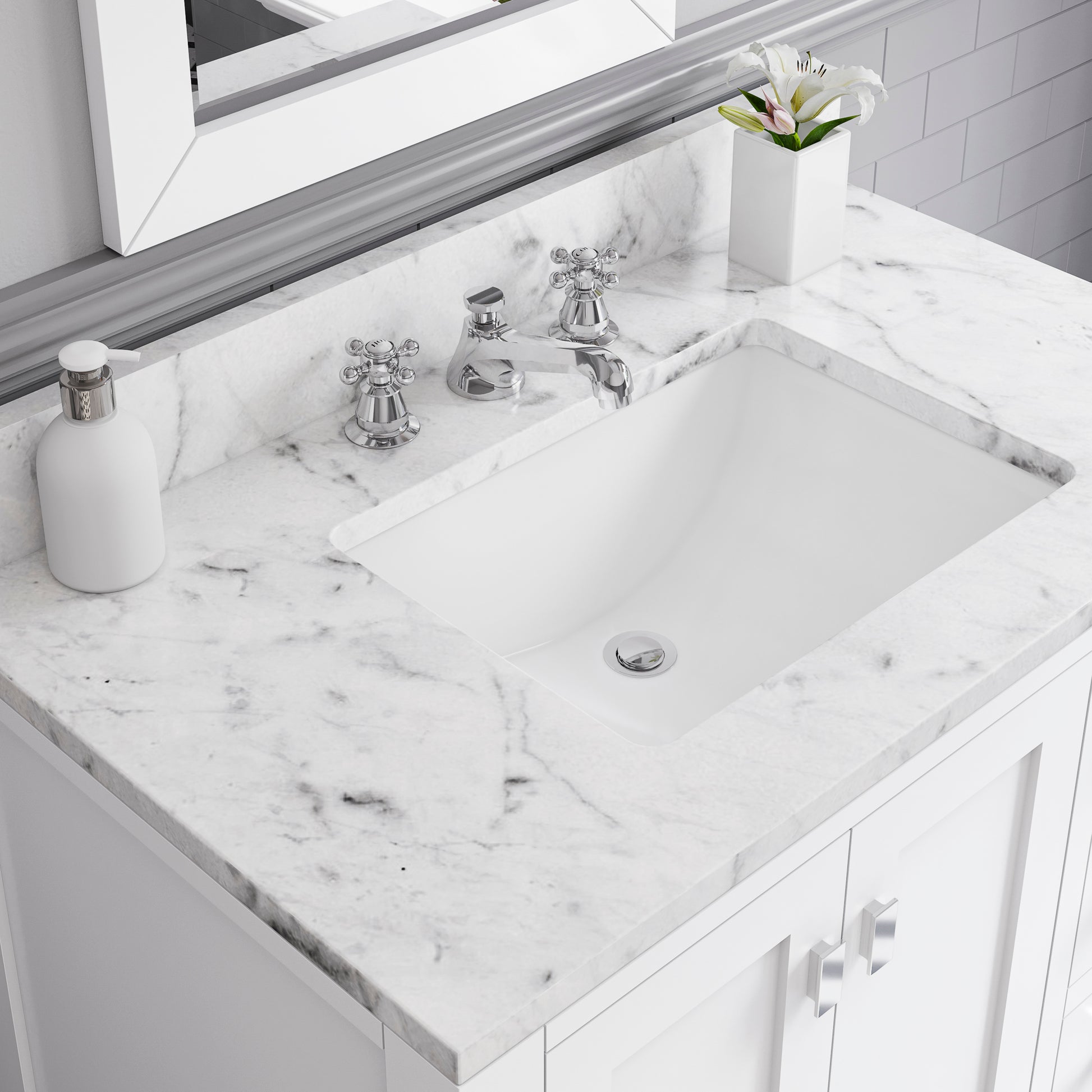 MADISON 36"W x 34"H Pure White Single-Sink Vanity + Faucets