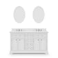 DERBY 60"W x 34"H Pure White Double-Sink Vanity with Carrara White Marble Countertop + Faucets & Mirrors