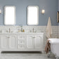 QUEEN 72"W x 34"H Pure White Double-Sink Vanity with Carrara Quartz Countertop + Faucets (F2-0012)