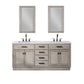 CHESTNUT 72"W x 34.2"H Gray Oak Double-Sink Vanity with Carrara White Marble Countertop + Mirrors