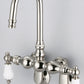 Vintage Classic Adjustable Spread Wall Mount Tub Faucet With Gooseneck Spout & Swivel Wall Connector in Polished Nickel Finish, With Porcelain Lever Handles Without labels