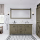 ABERDEEN 72"W x 34"H Grizzle Gray Double-Sink Vanity with Carrara White Marble Countertop + Mirror