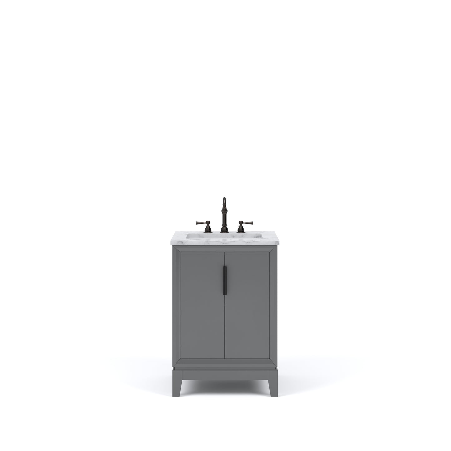 ELIZABETH 24"W x 34.25"H Cashmere Gray Single-Sink Vanity with Carrara White Marble Countertop + Faucets (F2-0012-03-TL)