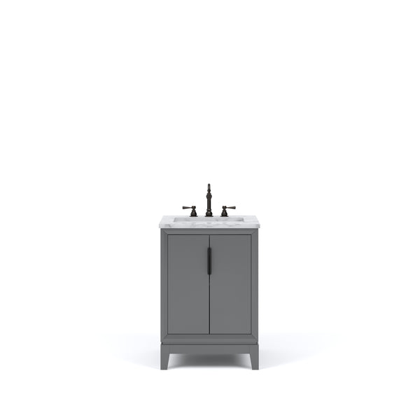 ELIZABETH 24W x 34.25H Cashmere Gray Single-Sink Vanity with Carrara White Marble Countertop + Faucets (F2-0012-03-TL)