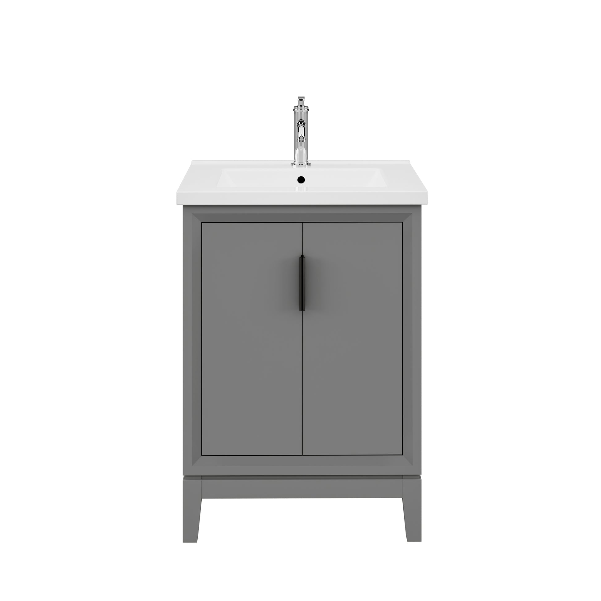 ELISE 24.5"W x 34.5"H Cashmere Gray Integrated Ceramic Sink Vanity + Modern Single Faucet