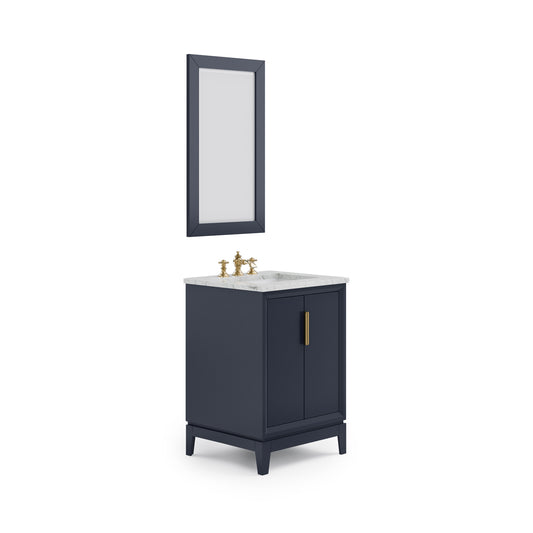 ELIZABETH 24"W x 34.25"H Monarch Blue Single-Sink Vanity with Carrara White Marble Countertop + Faucets & Mirror (F2-0013-06-FX)