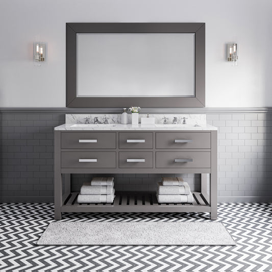 MADALYN 60"W x 34"H Cashmere Gray Double-Sink Vanity + Mirror