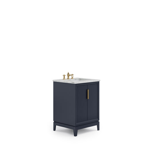 ELIZABETH 24"W x 34.25"H Monarch Blue Single-Sink Vanity with Carrara White Marble Countertop + Faucets (F2-0013-06-FX)