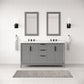 ELIZABETH 60"W x 34.25"H Cashmere Gray Double-Sink Vanity with Carrara White Marble Countertop + Faucets & Mirror (F2-0009-03-BX)