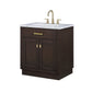 CHESTNUT 30"W x 34.2"H Brown Oak Single-Sink Vanity with Carrara White Marble Countertop + Faucet