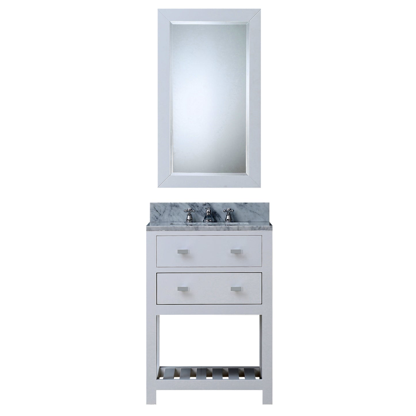 MADALYN 24"W x 34"H Pure White Single-Sink Vanity + Mirror