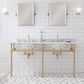 EMBASSY 72"W x 34"H  Double Washstand , P-Trap, Countertop with Sink, F2-0012 Faucet and Mirror included, in Satin Gold Finish