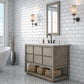 OAKMAN 48"W x 34.3"H Gray Oak Single-Sink Vanity with Carrara White Marble Countertop + ORB Faucet and Rectangular Mirror