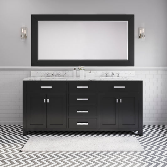 MADISON 72"W x 34"H Espresso Double-Sink Vanity + Mirror