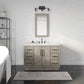 HUGO 48"W x 34.3"H Gray Oak Single-Sink Vanity with Carrara White Marble Countertop + Hook Faucet and Mirror