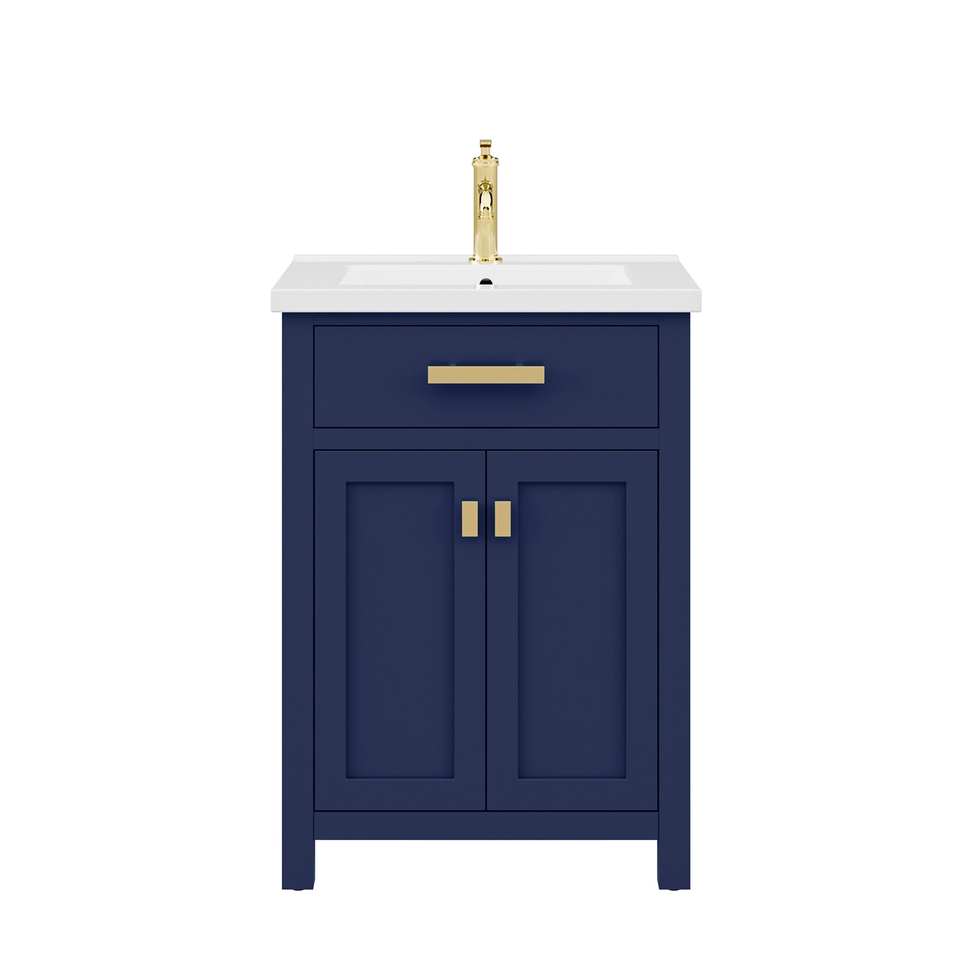 MYRA 24"W x 34"H Monarch Blue Integrated Ceramic Sink Vanity + Modern Single Faucet