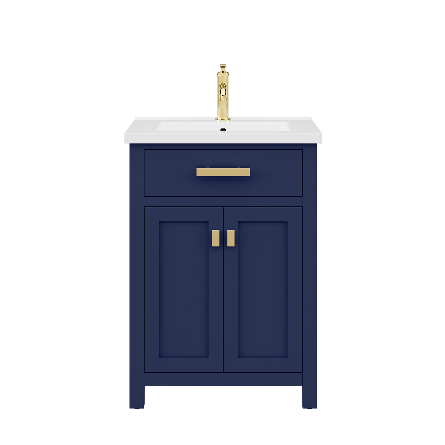 MYRA 24"W x 34"H Monarch Blue Integrated Ceramic Sink Vanity + Modern Single Faucet