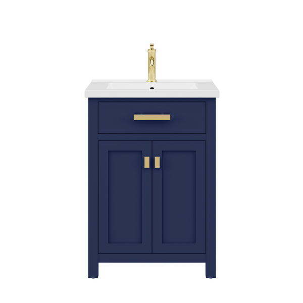 MYRA 24W x 34H Monarch Blue Integrated Ceramic Sink Vanity + Modern Single Faucet