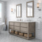 OAKMAN 72"W x 34.3"H Gray Oak Double-Sink Vanity with Carrara White Marble Countertop + Chrome Faucets