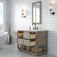 OAKMAN 48"W x 34.3"H Gray Oak Single-Sink Vanity with Carrara White Marble Countertop + Rectangular Mirror