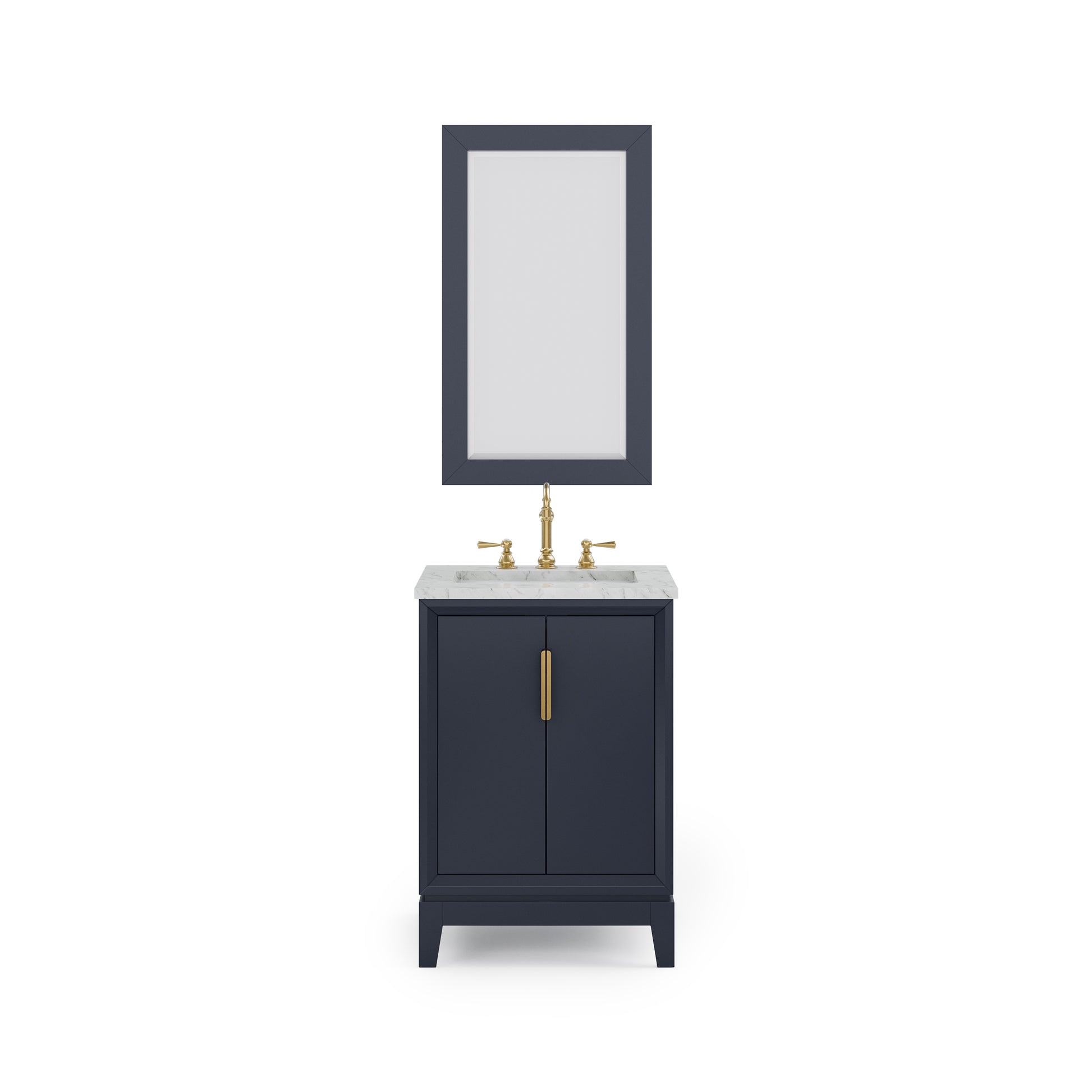 ELIZABETH 24"W x 34.25"H Monarch Blue Single-Sink Vanity with Carrara White Marble Countertop + Faucets & Mirror (F2-0012-06-TL)