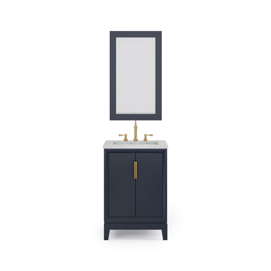 ELIZABETH 24"W x 34.25"H Monarch Blue Single-Sink Vanity with Carrara White Marble Countertop + Faucets & Mirror (F2-0012-06-TL)