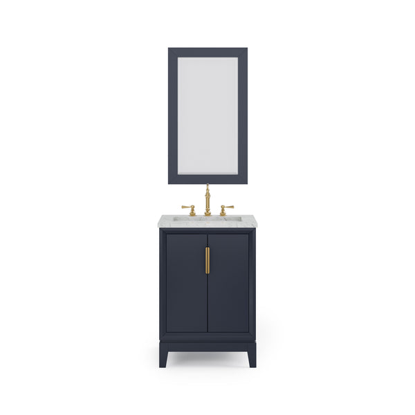 ELIZABETH 24W x 34.25H Monarch Blue Single-Sink Vanity with Carrara White Marble Countertop + Faucets & Mirror (F2-0012-06-TL)