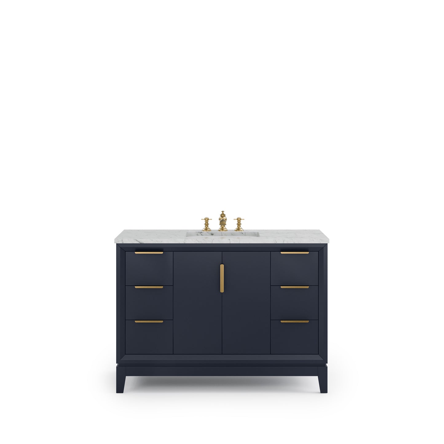 ELIZABETH 48"W x 34.25"H Monarch Blue Single-Sink Vanity with Carrara White Marble Countertop + Faucets (F2-0013-06-FX)