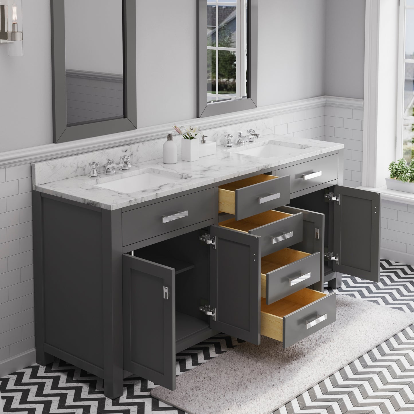 MADISON 72"W x 34"H Cashmere Gray Double-Sink Vanity + Faucets