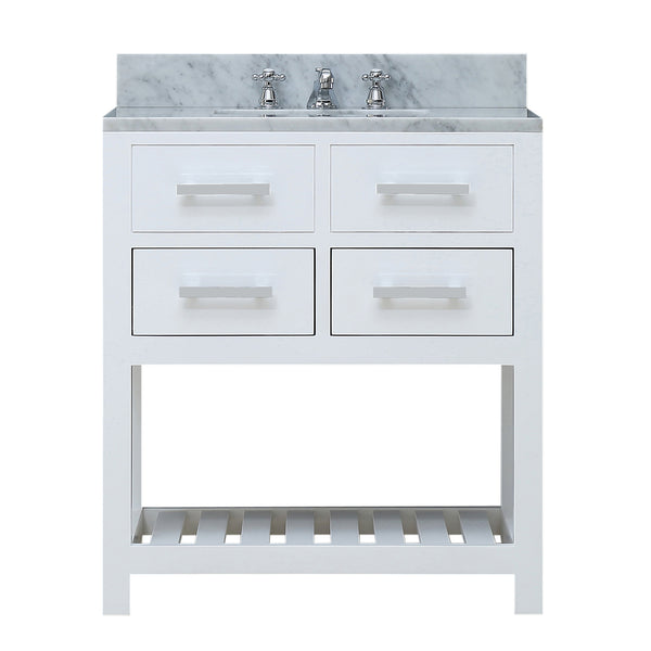 MADALYN 30W x 34H Pure White Single-Sink Vanity + Faucets